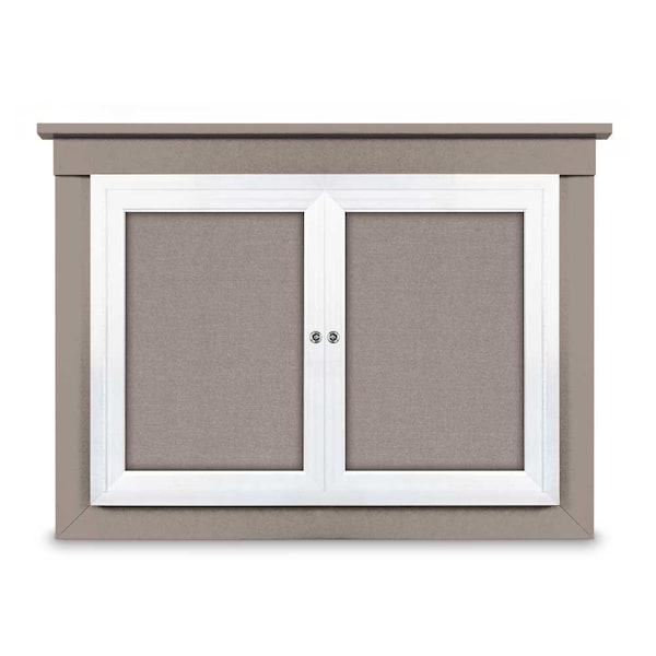 36"x36" 1-Door Enclosed Letterboard, Blue Vinyl/Cherry